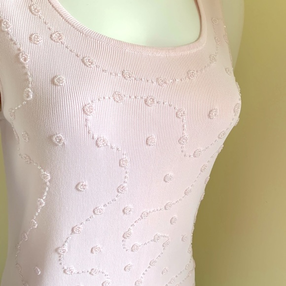 Beautiful soft Pink Woman Top rayon knit Fully Embelished with pink beading US M - Picture 2 of 13